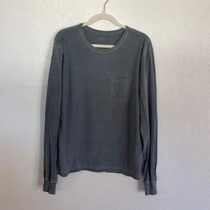 Buck Mason, distressed blue/grey long sleeve pocket tee